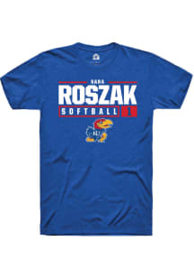 Sara Roszak  Kansas Jayhawks Blue Rally NIL Stacked Box Short Sleeve T Shirt
