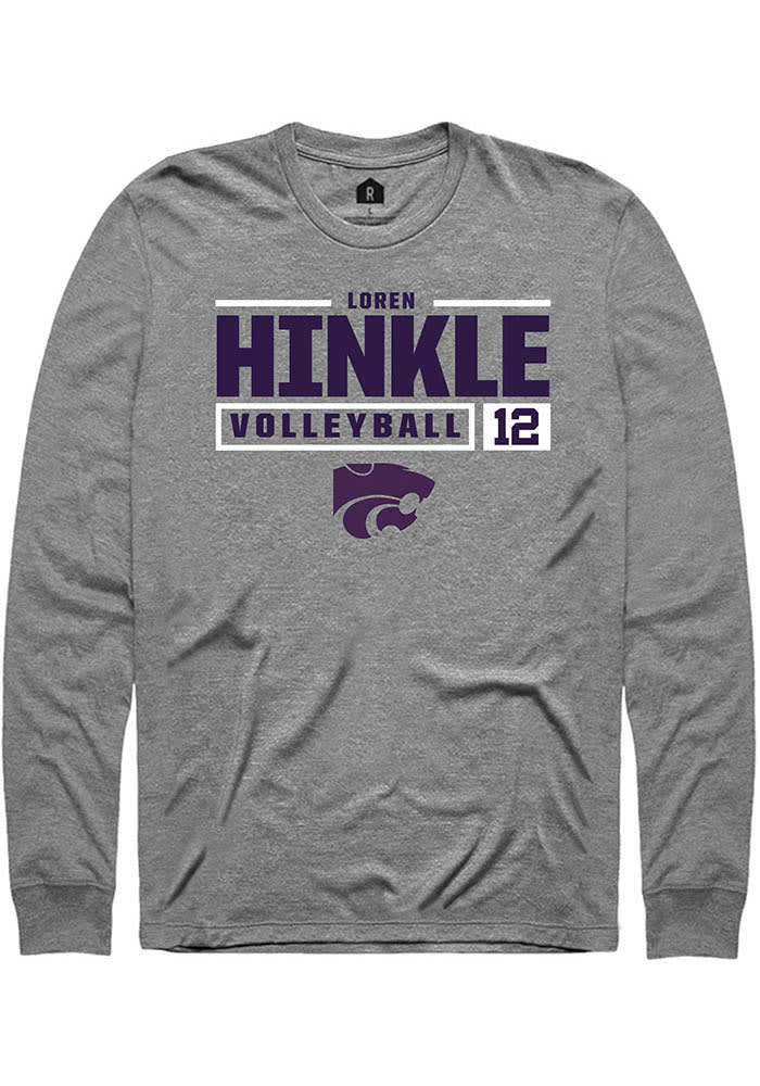 Loren Hinkle K-State Wildcats Grey Rally NIL Stacked Box Long Sleeve T Shirt