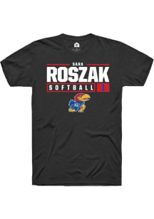Sara Roszak  Kansas Jayhawks Black Rally NIL Stacked Box Short Sleeve T Shirt
