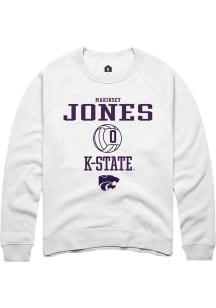 Makinsey Jones Rally Mens White K-State Wildcats NIL Sport Icon Crew Sweatshirt