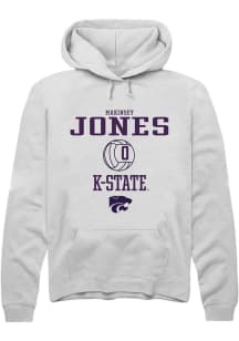 Makinsey Jones Rally Mens White K-State Wildcats NIL Sport Icon Hooded Sweatshirt