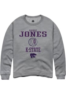 Makinsey Jones Rally Mens Graphite K-State Wildcats NIL Sport Icon Crew Sweatshirt