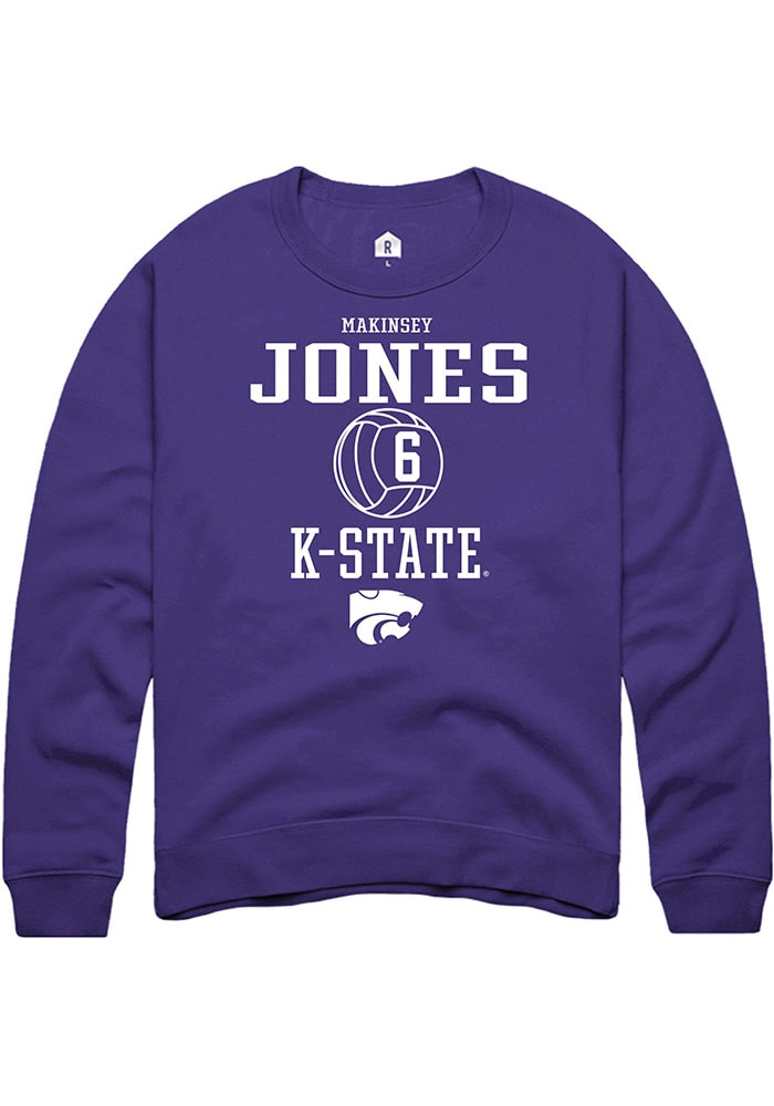 Makinsey Jones Rally K-State Wildcats Mens Purple NIL Sport Icon Long Sleeve Crew Sweatshirt
