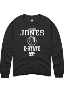 Makinsey Jones Rally Mens Black K-State Wildcats NIL Sport Icon Crew Sweatshirt