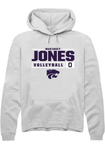 Makinsey Jones Rally Mens White K-State Wildcats NIL Stacked Box Hooded Sweatshirt