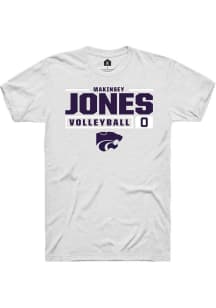 Makinsey Jones White K-State Wildcats NIL Stacked Box Short Sleeve T Shirt