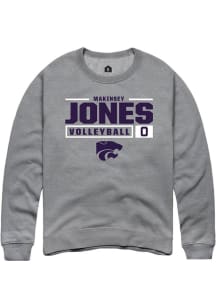 Makinsey Jones Rally Mens Graphite K-State Wildcats NIL Stacked Box Crew Sweatshirt