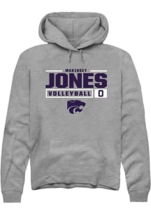 Makinsey Jones Rally Mens Graphite K-State Wildcats NIL Stacked Box Hooded Sweatshirt