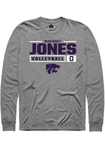 Makinsey Jones Rally Mens Graphite K-State Wildcats NIL Stacked Box Tee