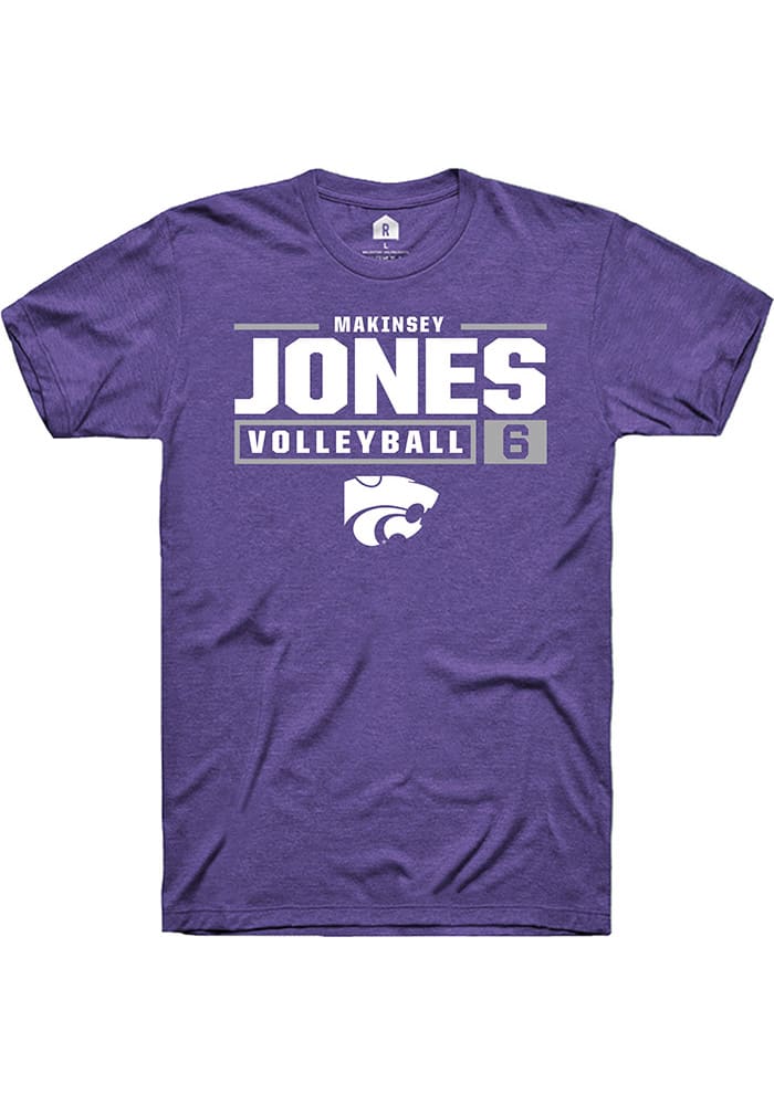 Makinsey Jones K-State Wildcats Purple Rally NIL Stacked Box Short Sleeve T Shirt