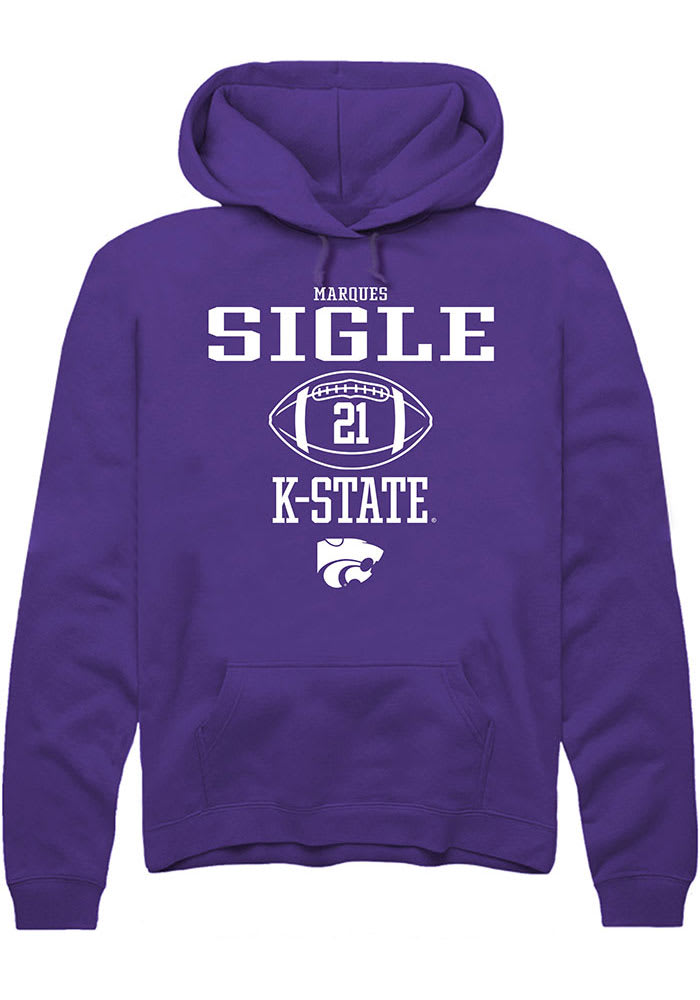 Marques Sigle Rally K-State Wildcats Mens Purple NIL Sport Icon Long Sleeve Hoodie