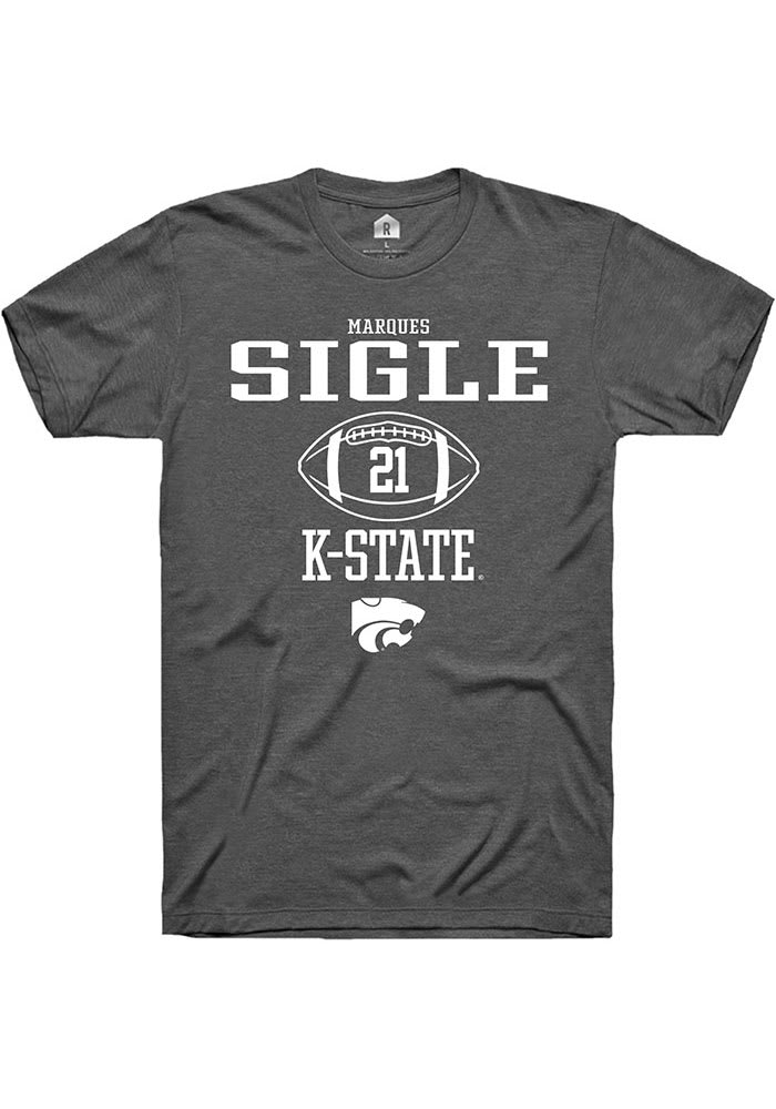 Marques Sigle K-State Wildcats Grey Rally NIL Sport Icon Short Sleeve T Shirt