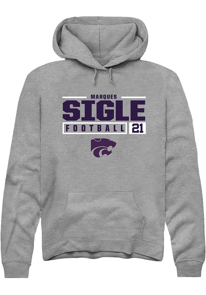 Marques Sigle Rally K-State Wildcats Mens Grey NIL Stacked Box Long Sleeve Hoodie