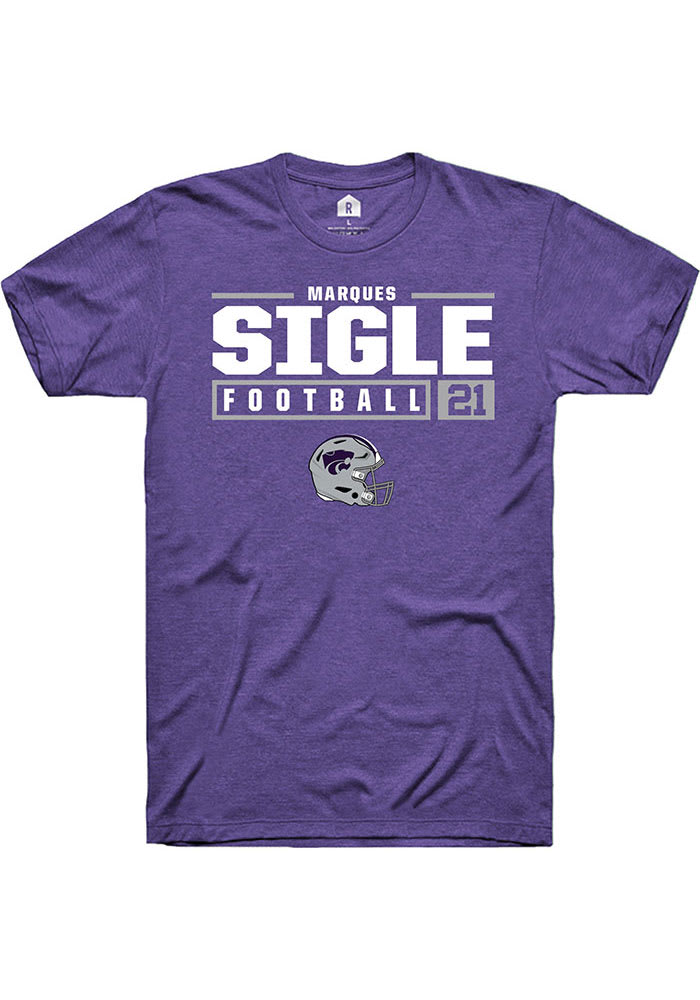 Marques Sigle K-State Wildcats Purple Rally NIL Stacked Box Short Sleeve T Shirt
