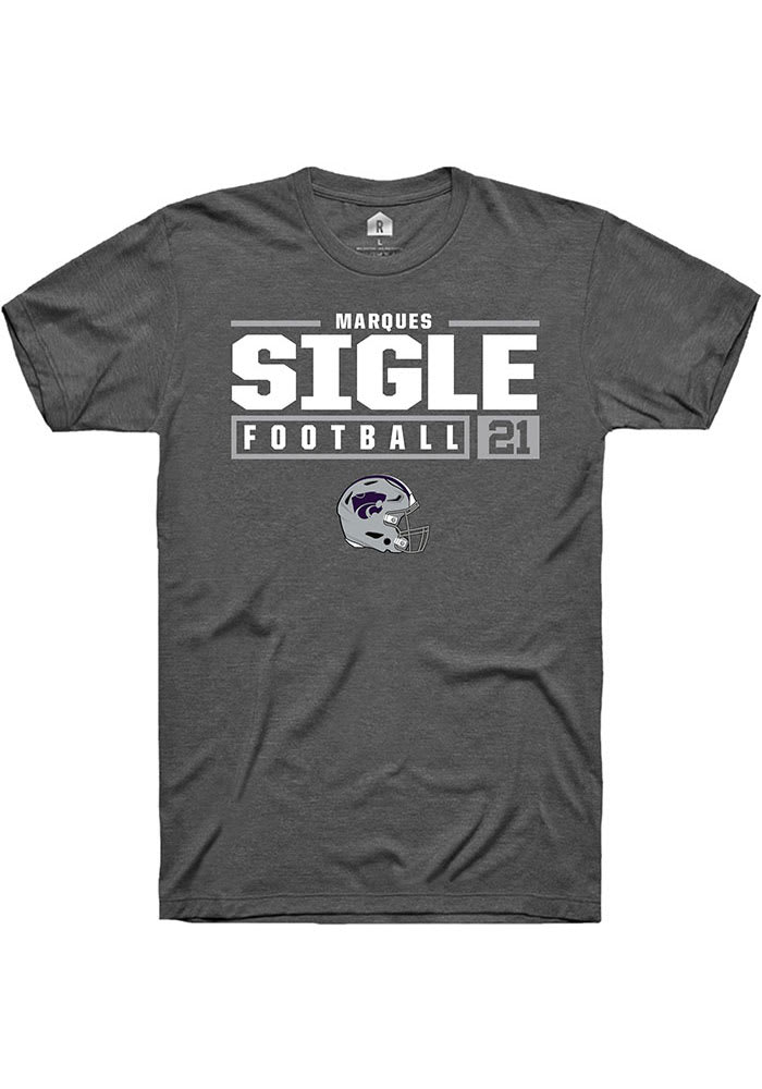 Marques Sigle K-State Wildcats Grey Rally NIL Stacked Box Short Sleeve T Shirt