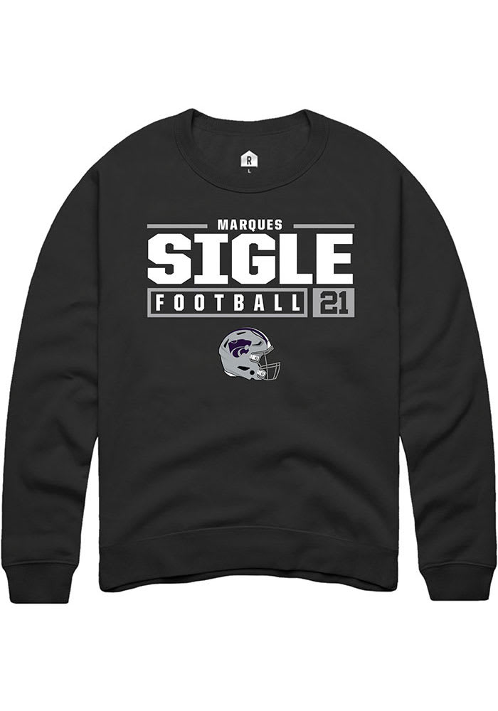 Marques Sigle Rally K-State Wildcats Mens Black NIL Stacked Box Long Sleeve Crew Sweatshirt