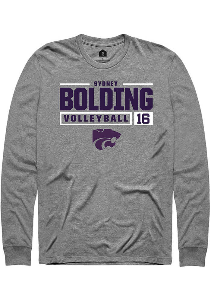 Sydney Bolding K-State Wildcats Grey Rally NIL Stacked Box Long Sleeve T Shirt