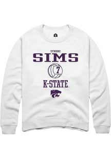 Symone Sims Rally Mens White K-State Wildcats NIL Sport Icon Crew Sweatshirt