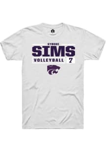 Symone Sims White K-State Wildcats NIL Stacked Box Short Sleeve T Shirt