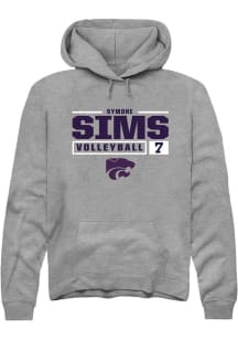 Symone Sims Rally Mens Graphite K-State Wildcats NIL Stacked Box Hooded Sweatshirt