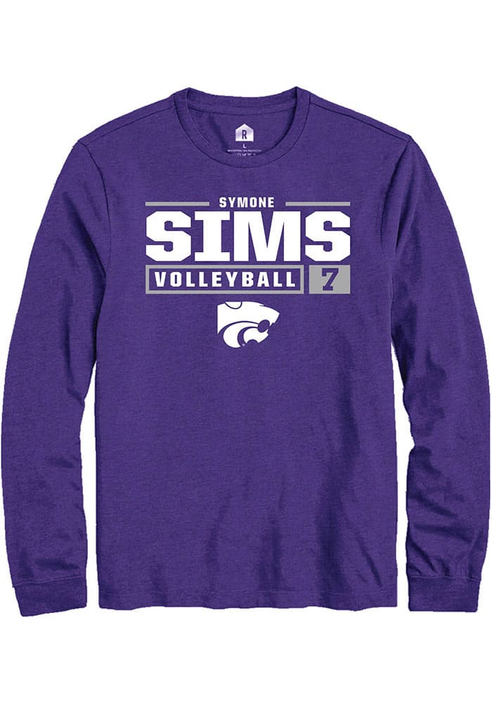 Symone Sims K-State Wildcats Purple Rally NIL Stacked Box Long Sleeve T Shirt