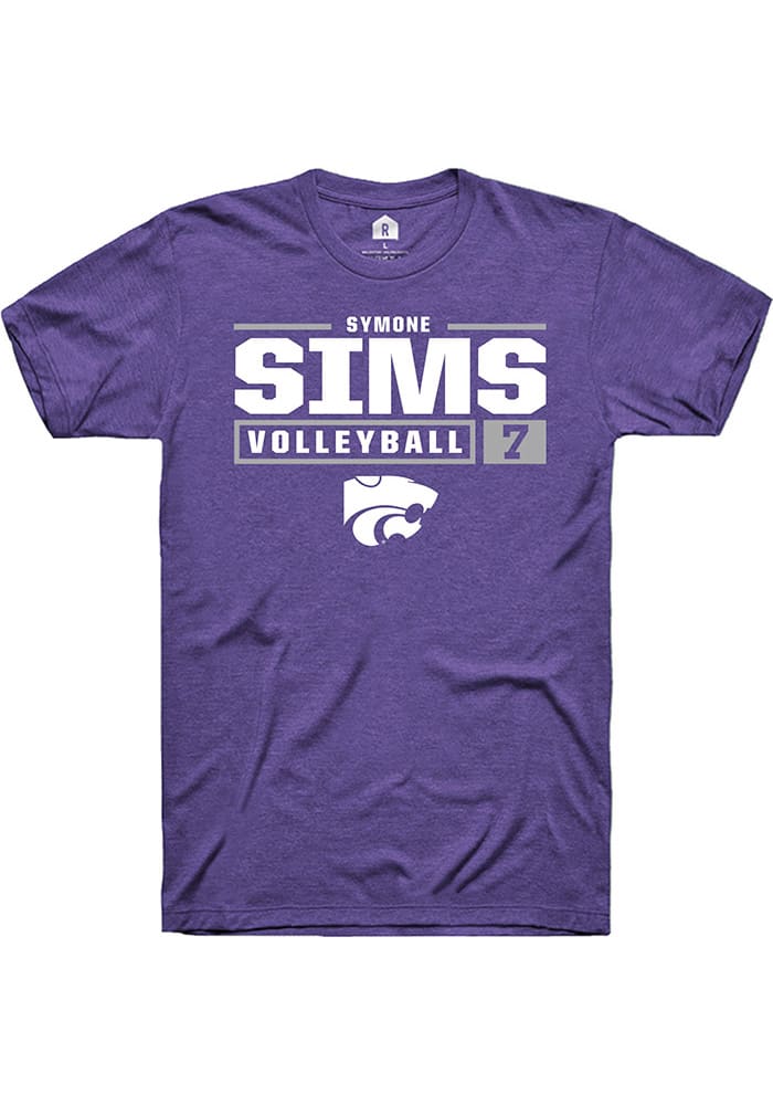 Symone Sims K-State Wildcats Purple Rally NIL Stacked Box Short Sleeve T Shirt