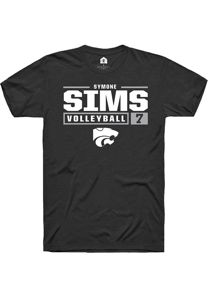 Symone Sims K-State Wildcats Black Rally NIL Stacked Box Short Sleeve T Shirt