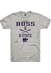 Mason Buss  K-State Wildcats Ash Rally NIL Sport Icon Short Sleeve T Shirt