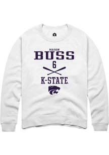 Mason Buss Rally Mens White K-State Wildcats NIL Sport Icon Crew Sweatshirt