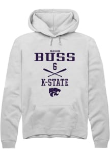 Mason Buss Rally Mens White K-State Wildcats NIL Sport Icon Hooded Sweatshirt