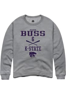 Mason Buss Rally Mens Graphite K-State Wildcats NIL Sport Icon Crew Sweatshirt