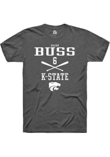 Mason Buss  K-State Wildcats Dark Grey Rally NIL Sport Icon Short Sleeve T Shirt