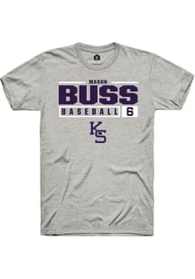 Mason Buss  K-State Wildcats Ash Rally NIL Stacked Box Short Sleeve T Shirt