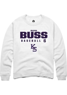 Mason Buss Rally Mens White K-State Wildcats NIL Stacked Box Crew Sweatshirt