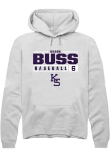 Mason Buss Rally Mens White K-State Wildcats NIL Stacked Box Hooded Sweatshirt