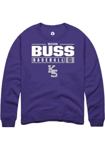 Mason Buss Rally Mens Purple K-State Wildcats NIL Stacked Box Crew Sweatshirt