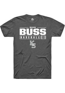 Mason Buss Dark Grey K-State Wildcats NIL Stacked Box Short Sleeve T Shirt