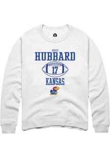 Akili Hubbard  Rally Kansas Jayhawks Mens White NIL Sport Icon Long Sleeve Crew Sweatshirt