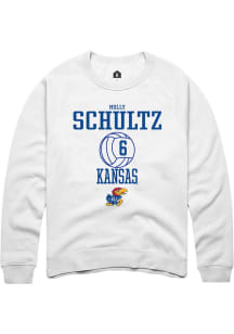 Molly Schultz  Rally Kansas Jayhawks Mens White NIL Sport Icon Long Sleeve Crew Sweatshirt