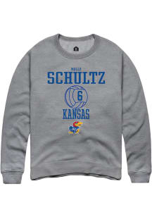 Molly Schultz  Rally Kansas Jayhawks Mens Grey NIL Sport Icon Long Sleeve Crew Sweatshirt
