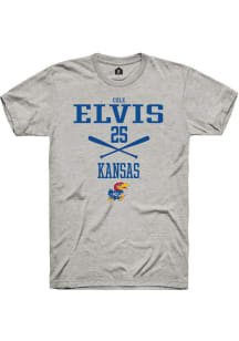 Cole Elvis  Kansas Jayhawks Ash Rally NIL Sport Icon Short Sleeve T Shirt