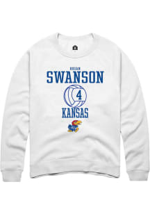 Rhian Swanson  Rally Kansas Jayhawks Mens White NIL Sport Icon Long Sleeve Crew Sweatshirt