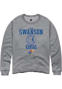 Rhian Swanson  Rally Kansas Jayhawks Mens Grey NIL Sport Icon Long Sleeve Crew Sweatshirt