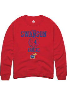 Rhian Swanson  Rally Kansas Jayhawks Mens Red NIL Sport Icon Long Sleeve Crew Sweatshirt