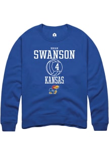Rhian Swanson  Rally Kansas Jayhawks Mens Blue NIL Sport Icon Long Sleeve Crew Sweatshirt