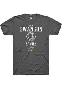 Rhian Swanson  Kansas Jayhawks Dark Grey Rally NIL Sport Icon Short Sleeve T Shirt