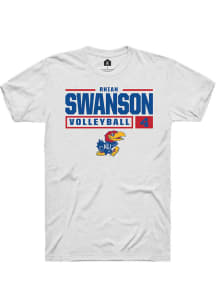 Rhian Swanson  Kansas Jayhawks White Rally NIL Stacked Box Short Sleeve T Shirt