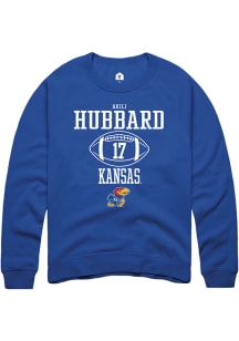 Akili Hubbard  Rally Kansas Jayhawks Mens Blue NIL Sport Icon Long Sleeve Crew Sweatshirt