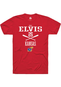 Cole Elvis  Kansas Jayhawks Red Rally NIL Sport Icon Short Sleeve T Shirt