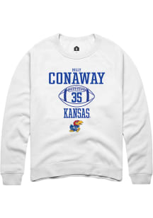 Billy Conaway  Rally Kansas Jayhawks Mens White NIL Sport Icon Long Sleeve Crew Sweatshirt